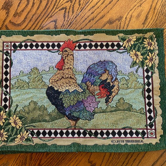 Beth Yarbrough 19" x 13" Woven Turkey Tapestry Placemats NWOT Set of 4 - Picture 3 of 7